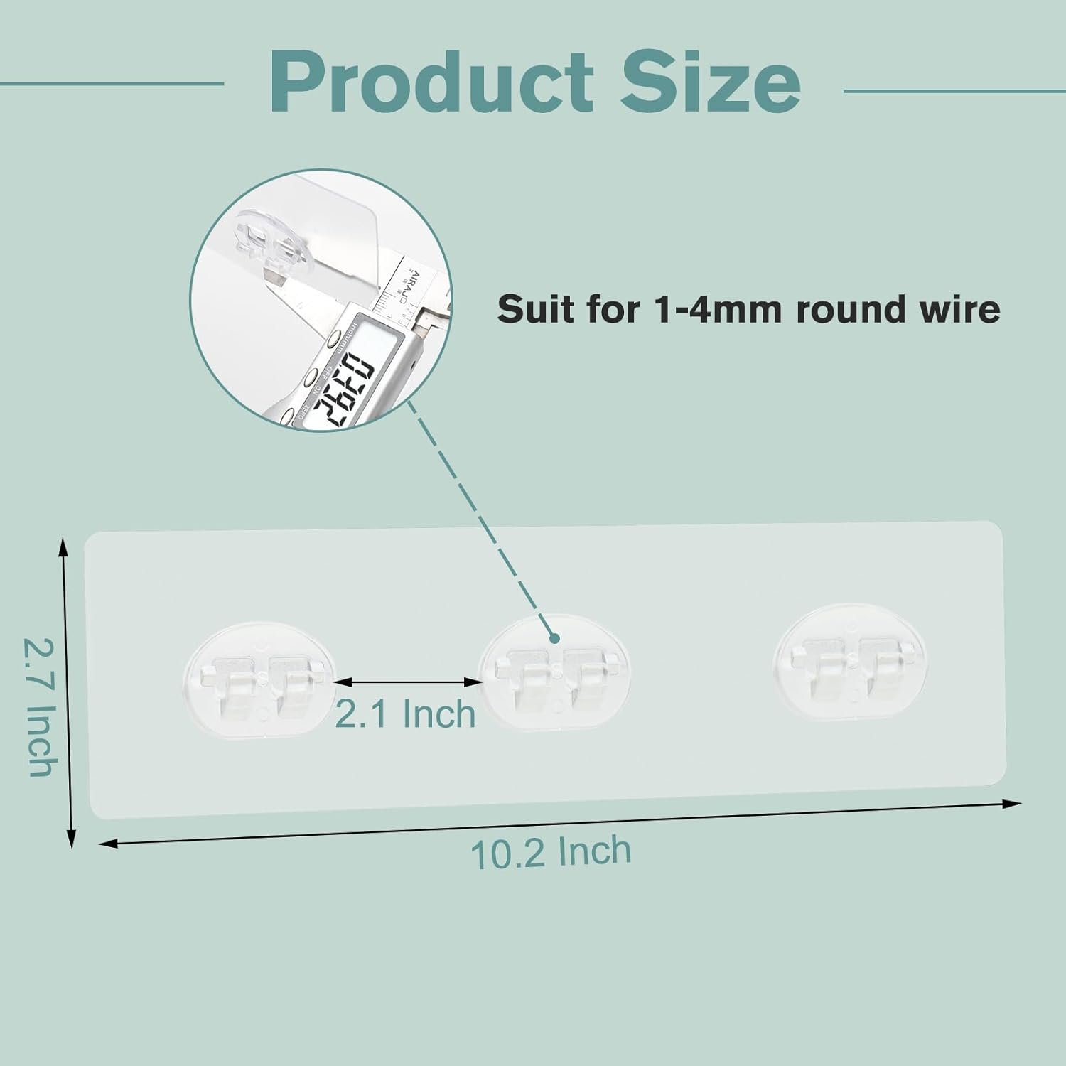 4 PCS Shower Caddy Adhesive Replacement Hook, No Drilling Transparent Heavy Stick Hook for Shower Caddy, Bathroom Storage Shelves and Kitchen Racks, Size: 10.2 * 2.7in - Image 7