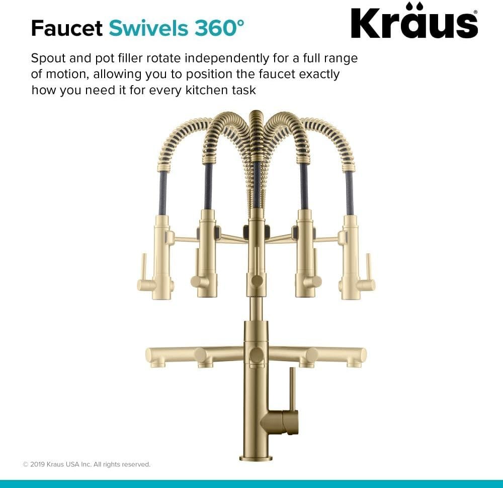 KRAUS Artec Pro (1 st Gen) Commercial Style Pre-Rinse Single Handle Kitchen Faucet (No Pull Down) with Pot Filler in Matte Black/Black Stainless Steel, KPF-1603MBSB - Image 13