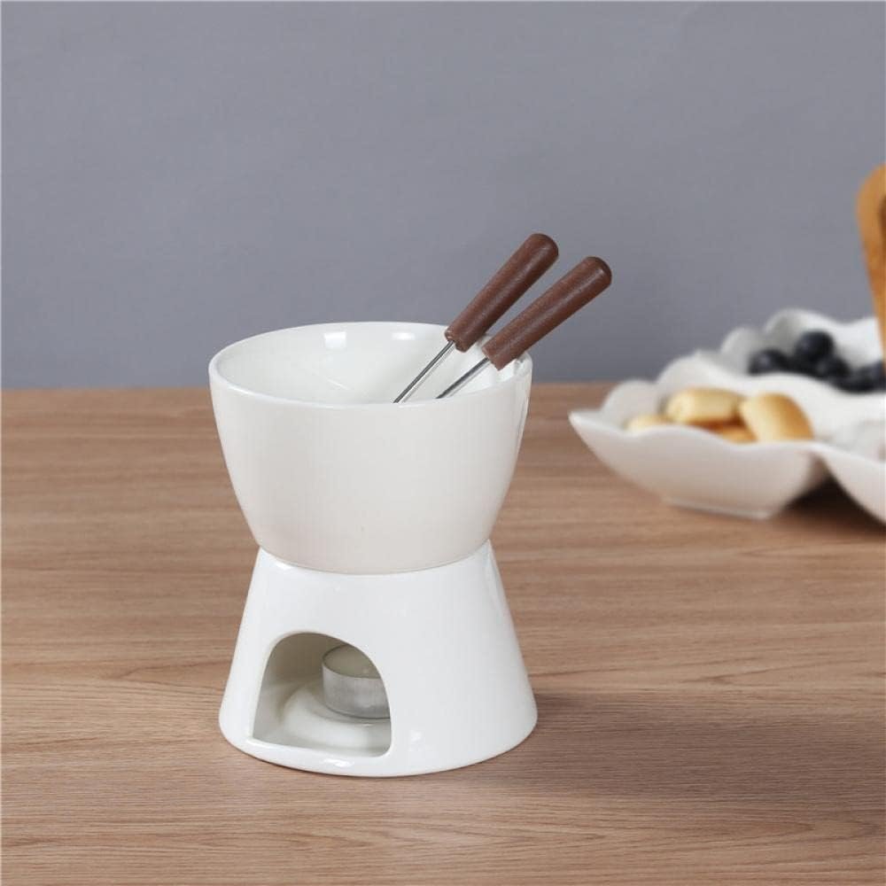 Sizikato Pure White Porcelain Chocolate Fondue Set, 10 Oz - Image 5