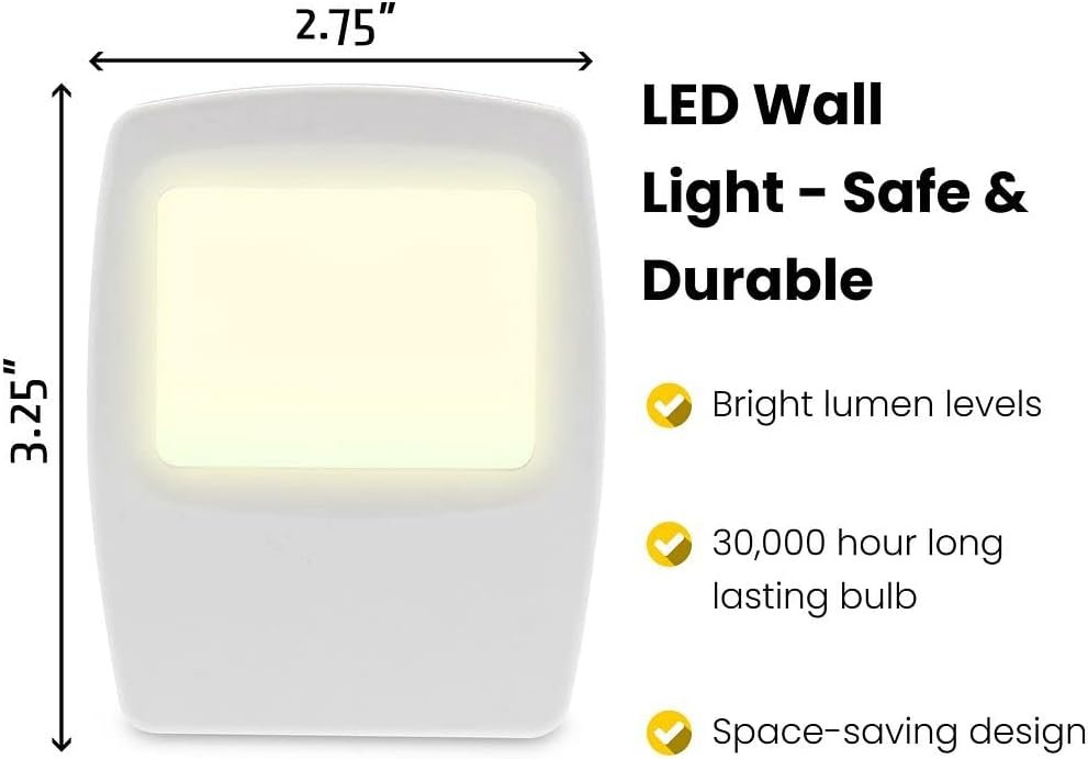 Plug-in LED Night Light, Low Light Night Light, Soft Warm White, Night Light Plug- Into Wall for Kids Toddlers Adults, Bathroom, Bedroom, Hallway, Kitchen, 120 Volts AC 60HZ 0.5 Watts, 4 Pack - Image 6