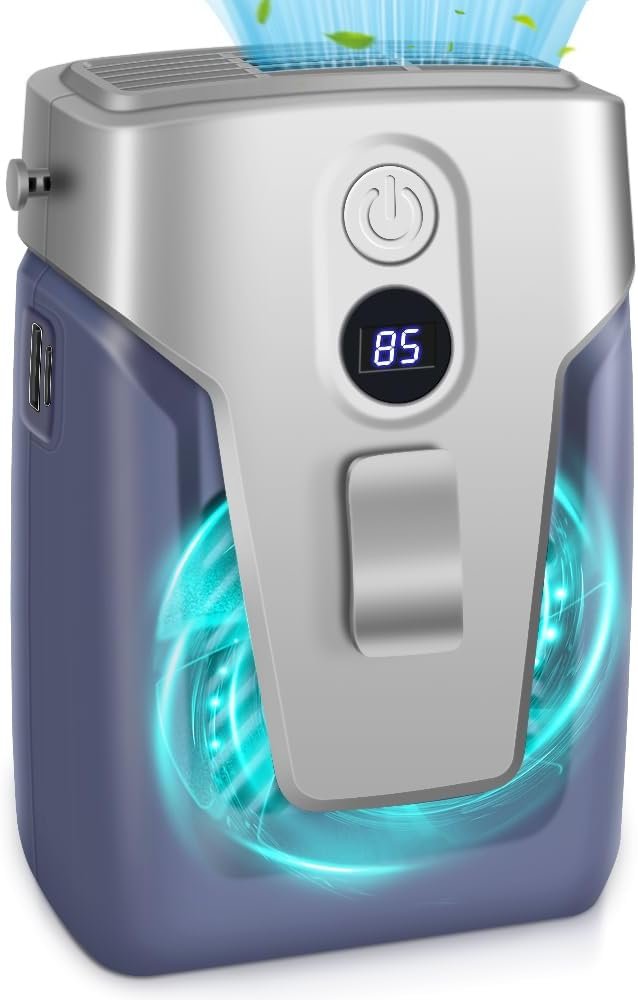 12000mAh Portable Waist Clip Fan, Personal Neck Fan with Lanyard, 30H Working Time, Wearable Body Belt Fan, LED Light, 3 Speeds, SWearable Fan for Outdoors, Jobsite, Travel,Riding,Farm - Image 2