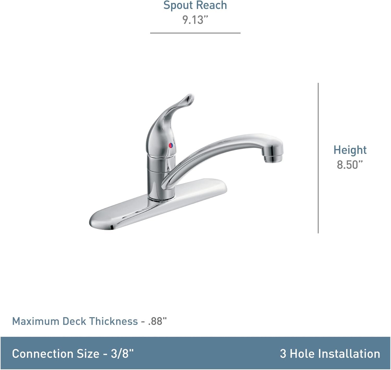 Moen Chateau Chrome One-Handle Low Arc Kitchen Faucet for 3-Hole Sinks, 7425 - Image 4