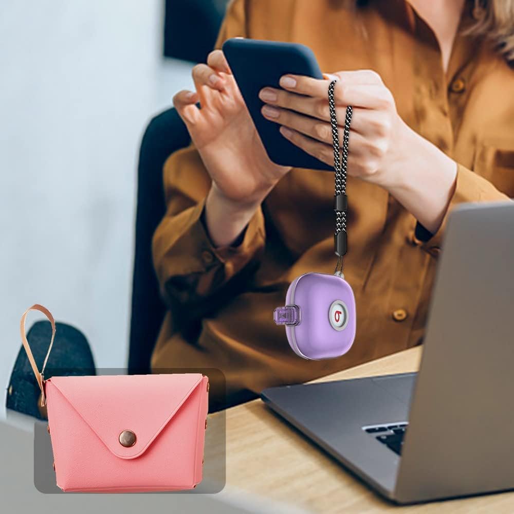 Case for Beats Fit Pro Cover with Secure Lock, Clear Soft TPU Shockproof Protective Cover for FitPro with Lanyard/Keychain/Coin Purse/Cleaning kit for Fit Pro Earbuds Charging Case Women (Purple) - Image 4