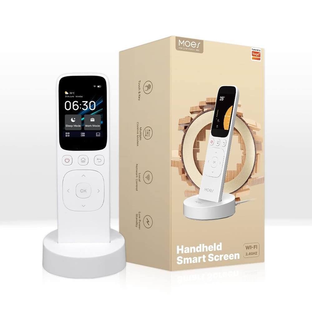 MOES Smart Home Control Panel, Smart Handheld Center Control, 2.4GHz WiFi Tuya Smart Life Central, Wireless Touch Screen Handheld IR Remote Controller for Home Appliance, White - Image 2