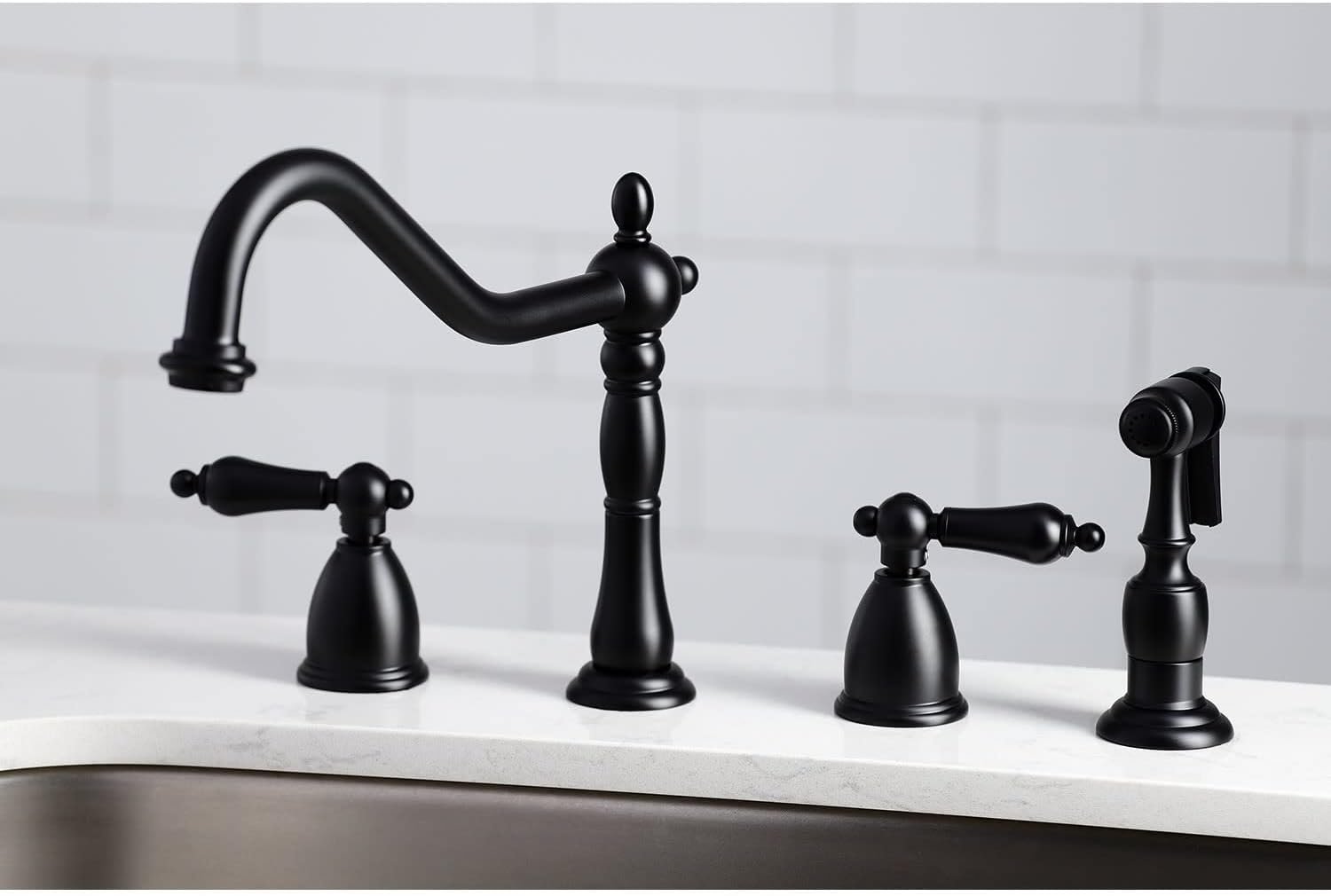 Kingston Brass KB1795ALBS Heritage 8-Inch Centerset Kitchen Faucet, Oil Rubbed Bronze , Oil-Rubbed Bronze - Image 3
