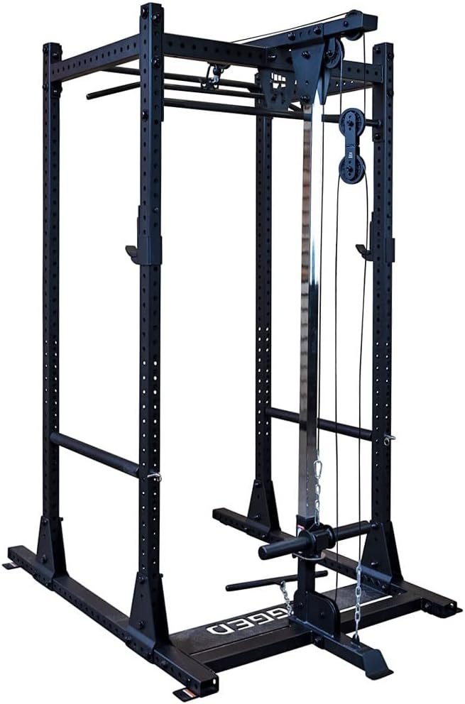 Rugged Strength & Fitness Power Rack (Y100P3) with Lat Attachment - 300 lb. Weight Set Included, Ideal for Home Gym Strength Training, Squats, and Workout - Enhanced Power Cage for Fitness Reality - Image 4