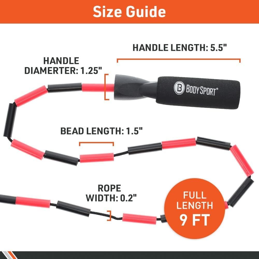 BodySport ZZR184 Beaded Jump Rope - Expand Your Workout Routine - Foam Handles for Firm Grip - 9 Ft. Rope - Image 7