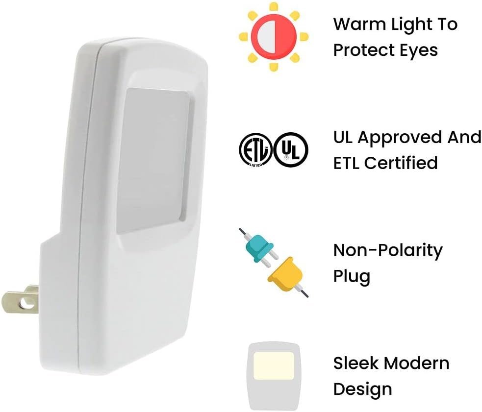 Plug-in LED Night Light, Low Light Night Light, Soft Warm White, Night Light Plug- Into Wall for Kids Toddlers Adults, Bathroom, Bedroom, Hallway, Kitchen, 120 Volts AC 60HZ 0.5 Watts, 4 Pack - Image 4