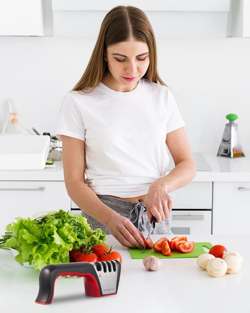 Brigii 4-in-1 Knife Sharpener, Kitchen Knife Accessories for Ceramic Knives, Steel Knives and Scissors, Aiding in Repair, Restoration, and Polishing of Blades - Image 7