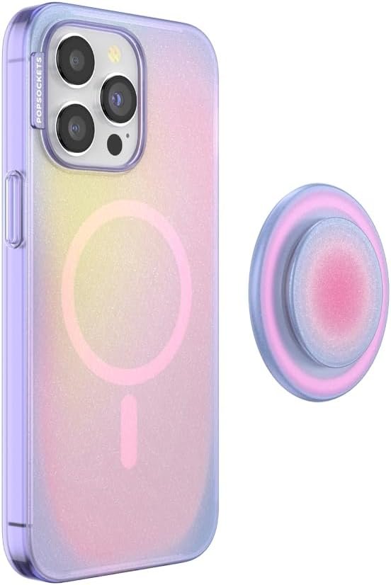 PopSockets iPhone 15 Pro Max Case with Round Phone Grip Compatible with MagSafe, Phone Case for iPhone 15 Pro Max, Wireless Charging Compatible - Aura - Image 5