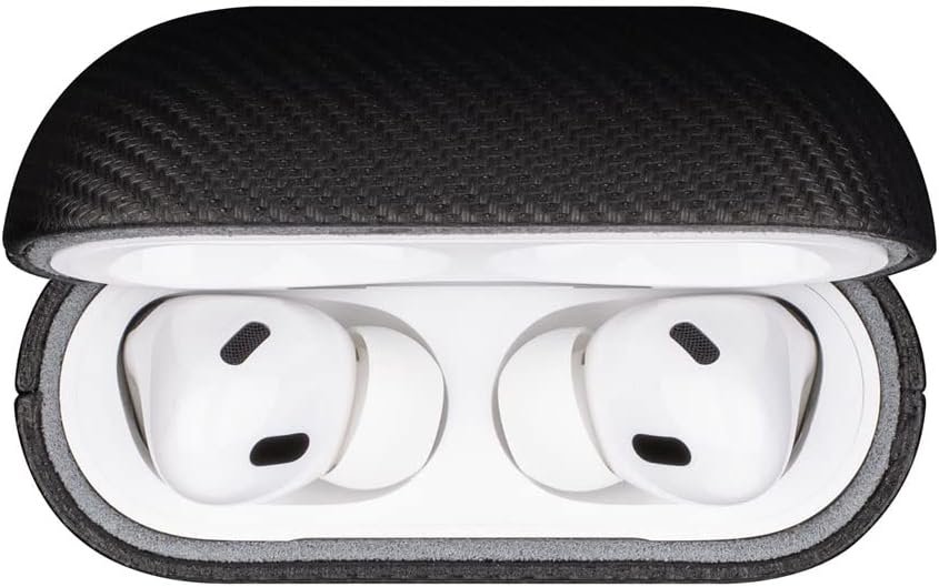 LOPIE AirPods Pro Case Cover (Not for AirPods Pro 2nd Gen), Handmade AirPods Pro 1st Generation Case Protective Cover, Carbon Fiber Style Vegan Leather Case for Men/Women - Black - Image 5