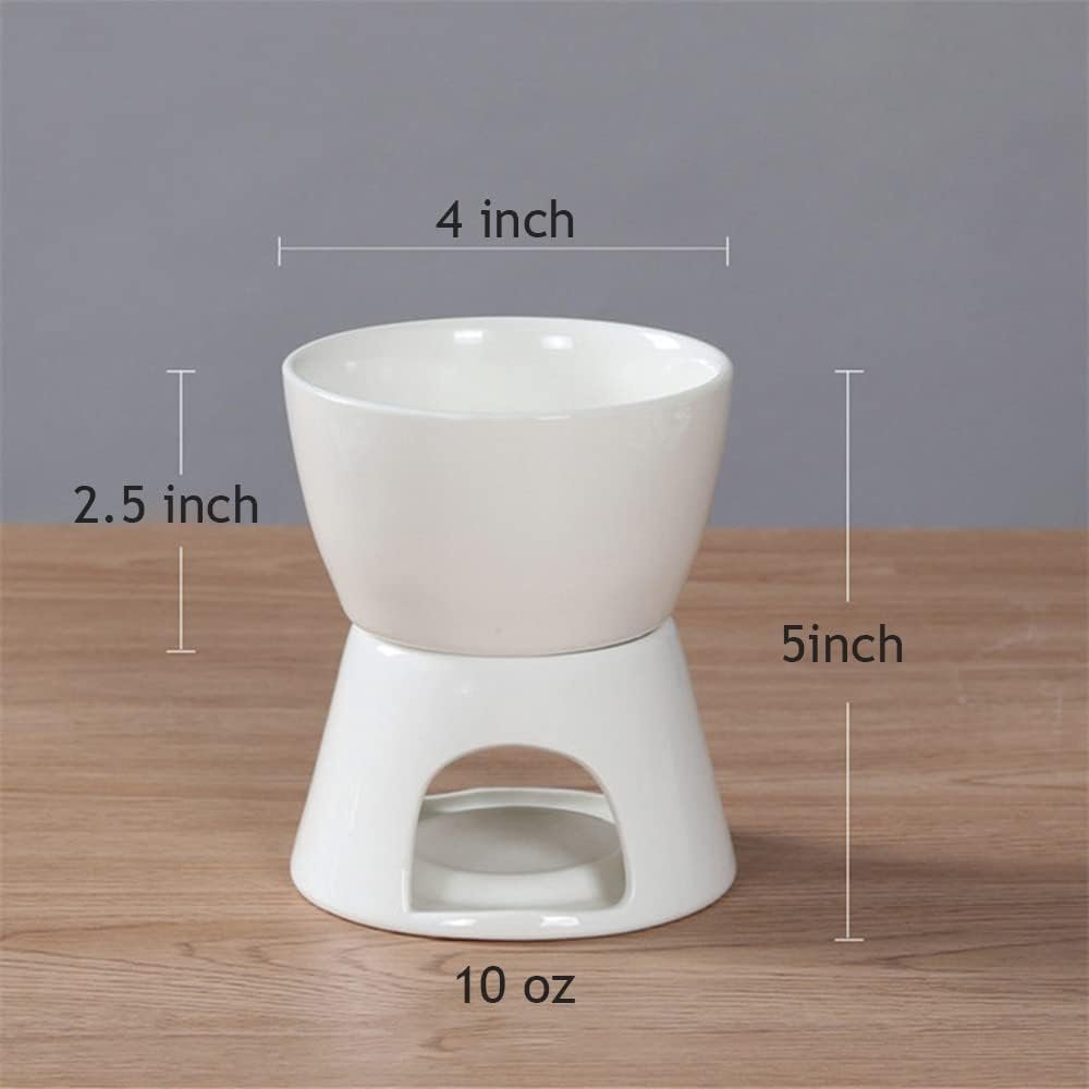 Sizikato Pure White Porcelain Chocolate Fondue Set, 10 Oz - Image 6
