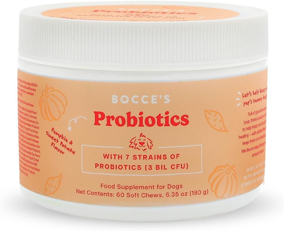 Bocce's Bakery Probiotic Supplement for Dogs, Daily Chews, Made in The USA with with 7 Strains of Probiotics, Supports Digestion, Pumpkin & Sweet Potato, 60 ct, Orange (DG-SP-PRO60) - Image 2
