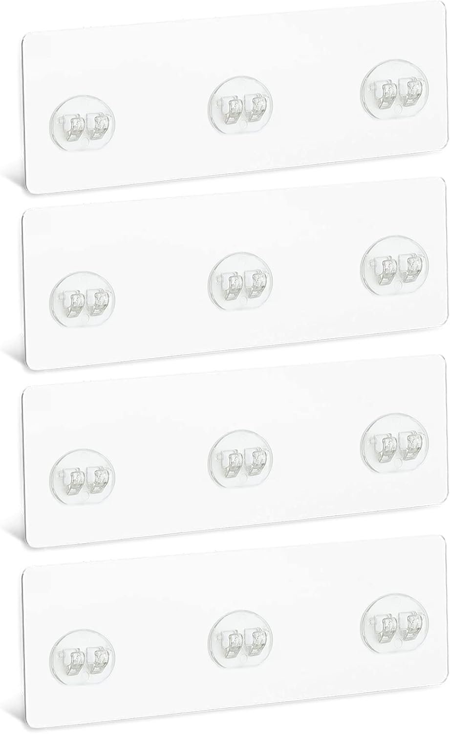 4 PCS Shower Caddy Adhesive Replacement Hook, No Drilling Transparent Heavy Stick Hook for Shower Caddy, Bathroom Storage Shelves and Kitchen Racks, Size: 10.2 * 2.7in - Image 2