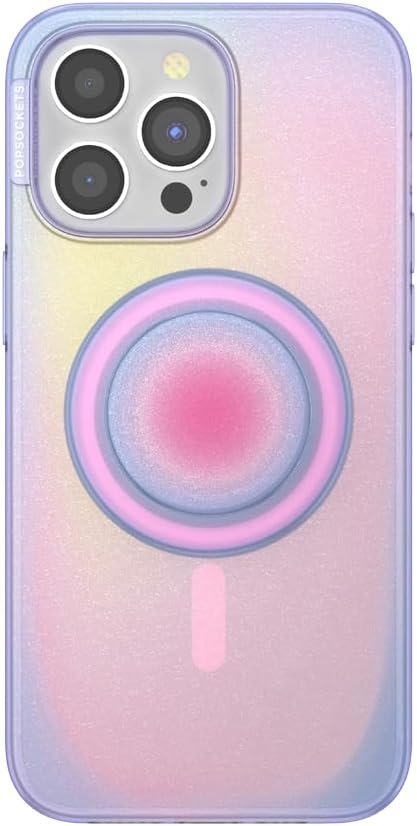 PopSockets iPhone 15 Pro Max Case with Round Phone Grip Compatible with MagSafe, Phone Case for iPhone 15 Pro Max, Wireless Charging Compatible - Aura - Image 2