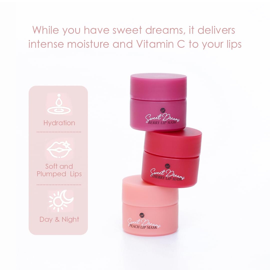 Sweet Dreams Mini Lip Mask 5g(3 Set)- Nourishing, Plumping and Hydrating Lip Balm | Vegan Lip Sleeping Mask | Korean beauty | Hyaluronic Acids + Vitamin C + Shea Butter + Antioxidants-CherryBerryPeach - Image 6