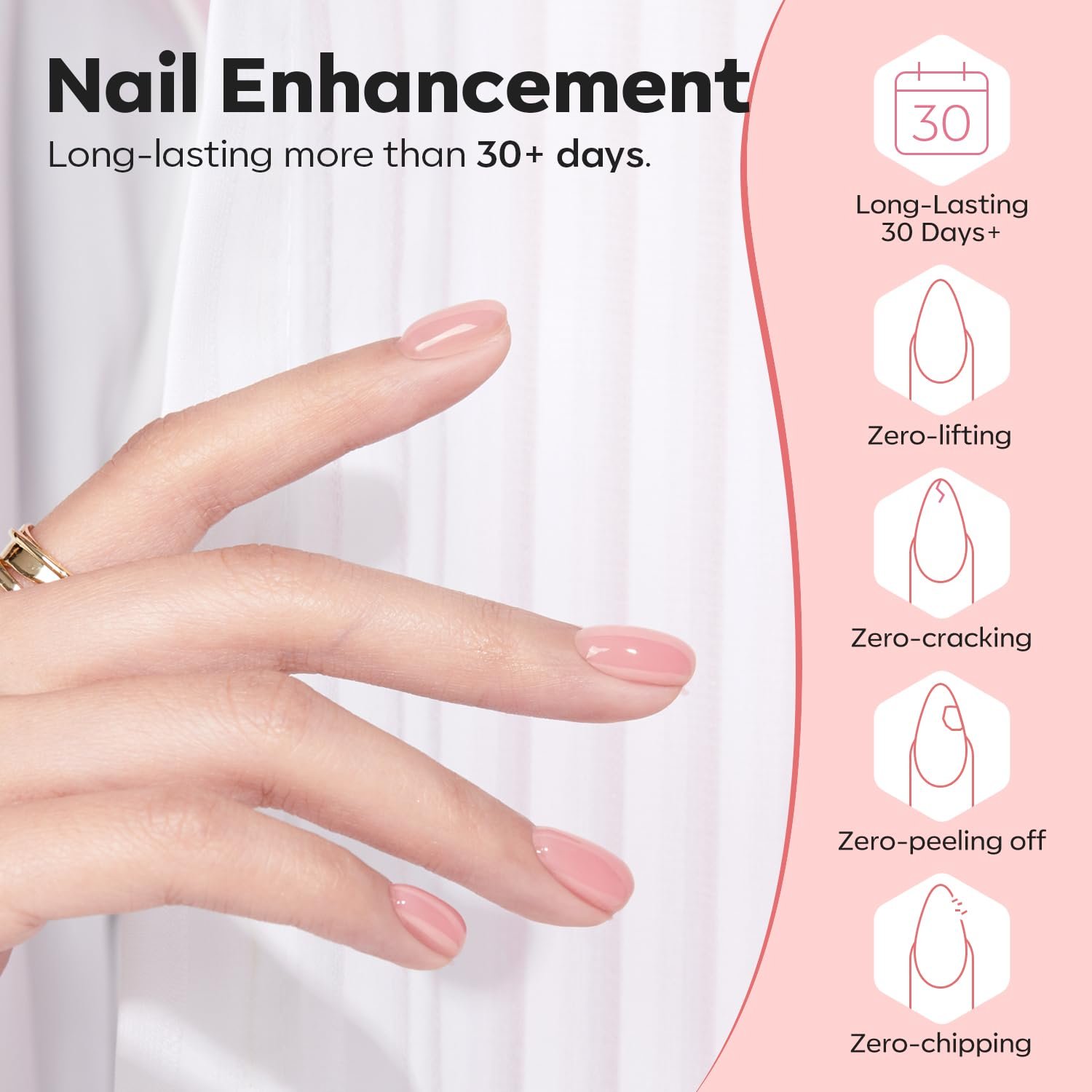 modelones Builder Nail Gel, 8-in-One Neutral Nude Pink Gel Builder for Nail Thickening Apex Building, Rose Blush Pink Rubber Base Gel Polish LED Nail Lamp Cured Hard Gel Nail Strengthener Extend Gel - Image 8