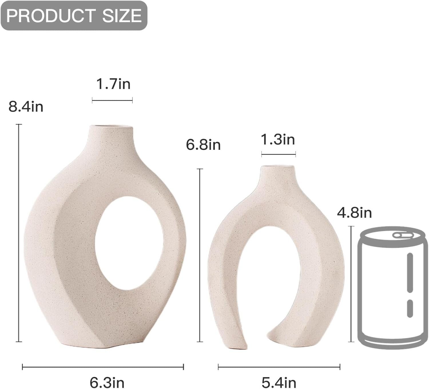Snuggle Hollow Ceramic Vase Set of 2, Nordic Modern Boho ins Style Decorative Ceramic Aesthetic Flower Vase for Home Decor (Milky White W 6.3" X H 8.4") - Image 7