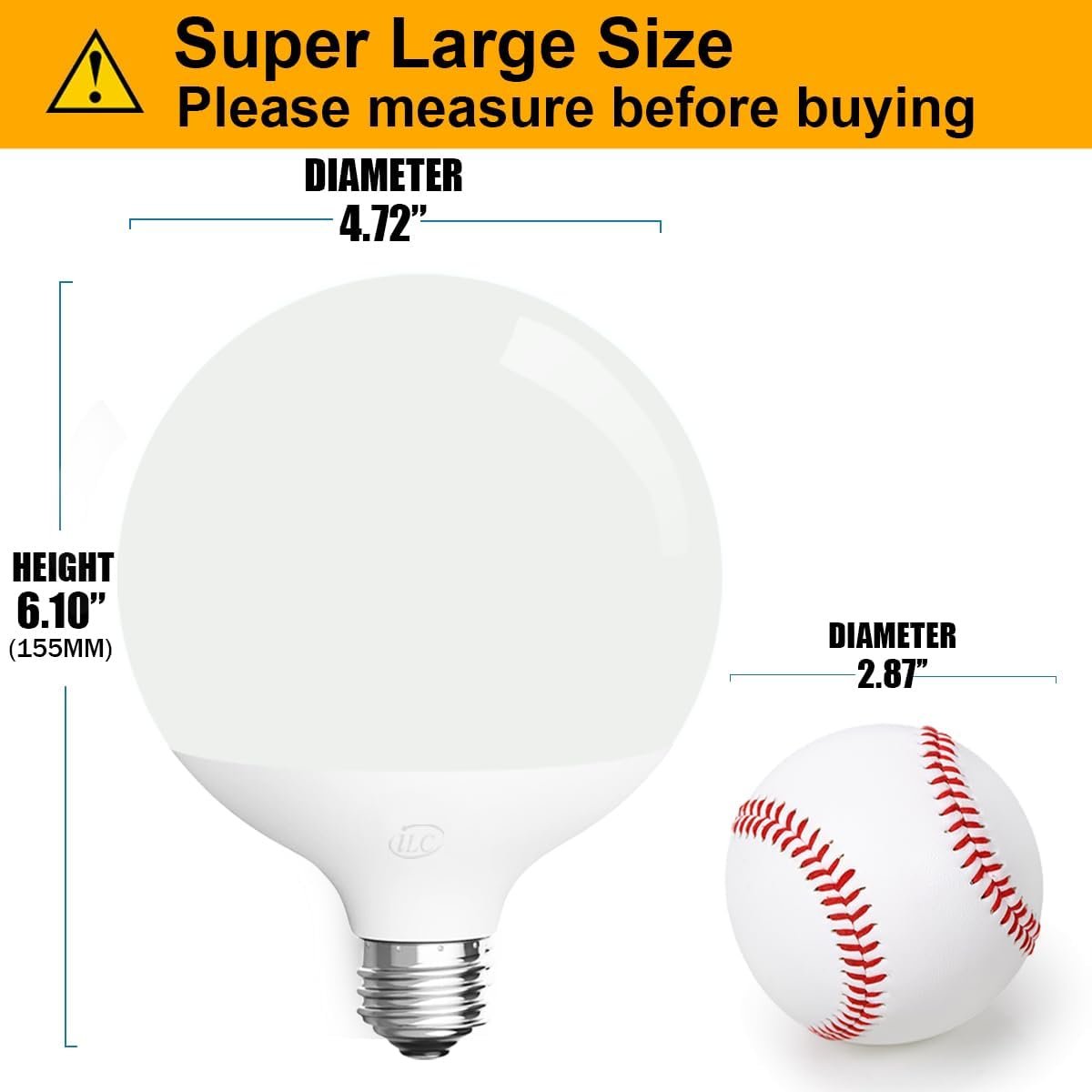 ILC G120 LED Large Globe Light Bulbs 15W, Work with Alexa Required Echo Device, Φ4.72 inch, Color Changing, CCT Color Temprature Turnable 2700K-6000K, CRI>95+, 150W Equivatlent, E26 Base (2 Pack) - Image 3