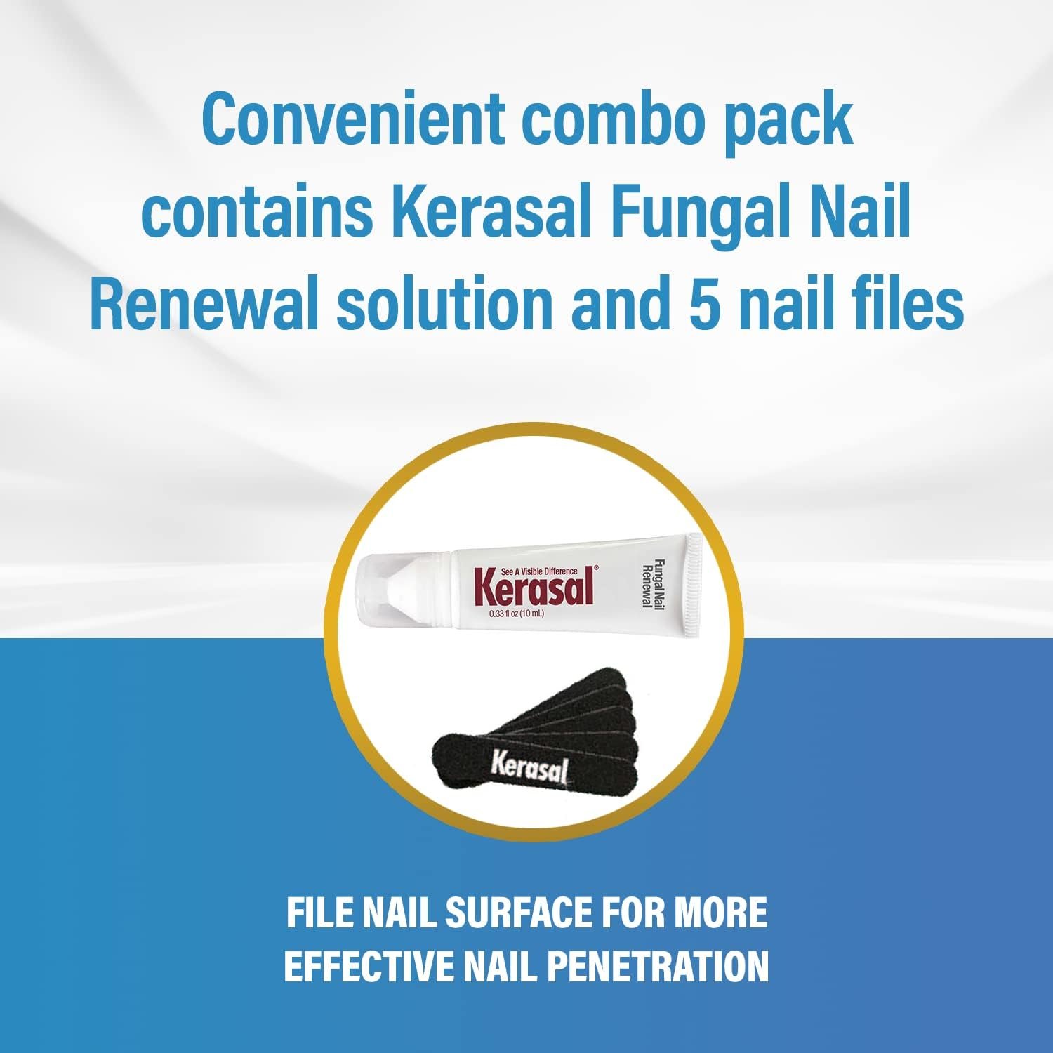 Kerasal Nail Renewal and Nail File Combo Pack, Restores Appearance of Discolored or Damaged Nails, 5 Heavy Duty Nail Files, 0.33 fl oz, Clear - Image 6