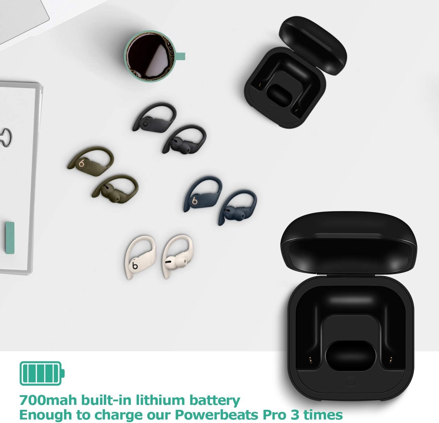 Jinstyles Charging Case Replacement Compatible with Powerbeats Pro Charger with Bluetooth Pairing Sync Button & 700mAh Built-in Battery (Not Include Power Beats Earbuds) - Image 3