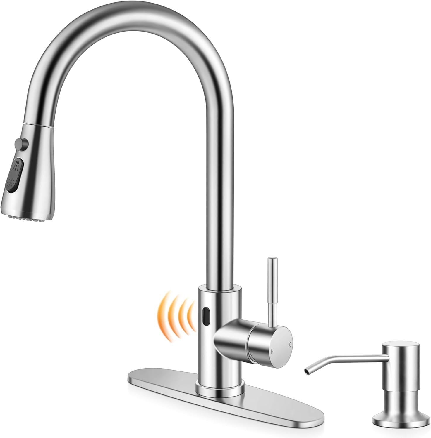 Touchless Kitchen Faucet with Soap Dispenser Brushed Nickel Faucet for Kitchen Sink with Pull Down Sprayer Stainless Steel Farmhouse RV Sink Faucet - Image 2