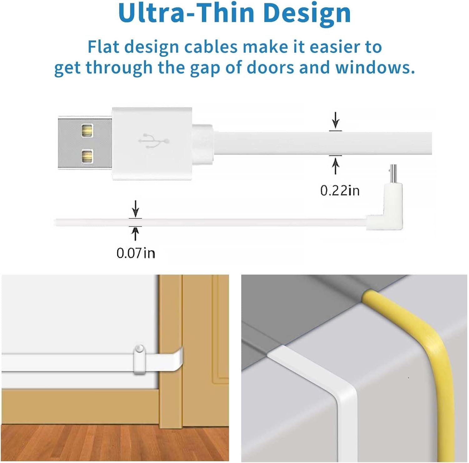 DIANMU 26FT Power Cord for Wyze Cam Pan V3 Indoor/Outdoor Camera, Blink Outdoor (3rd Gen), 90 Degree L-Shape Micro USB Flat Power Extension Weatherproof Charging Cord 2 Pack (Not for Wyze Cam V3) - Image 6