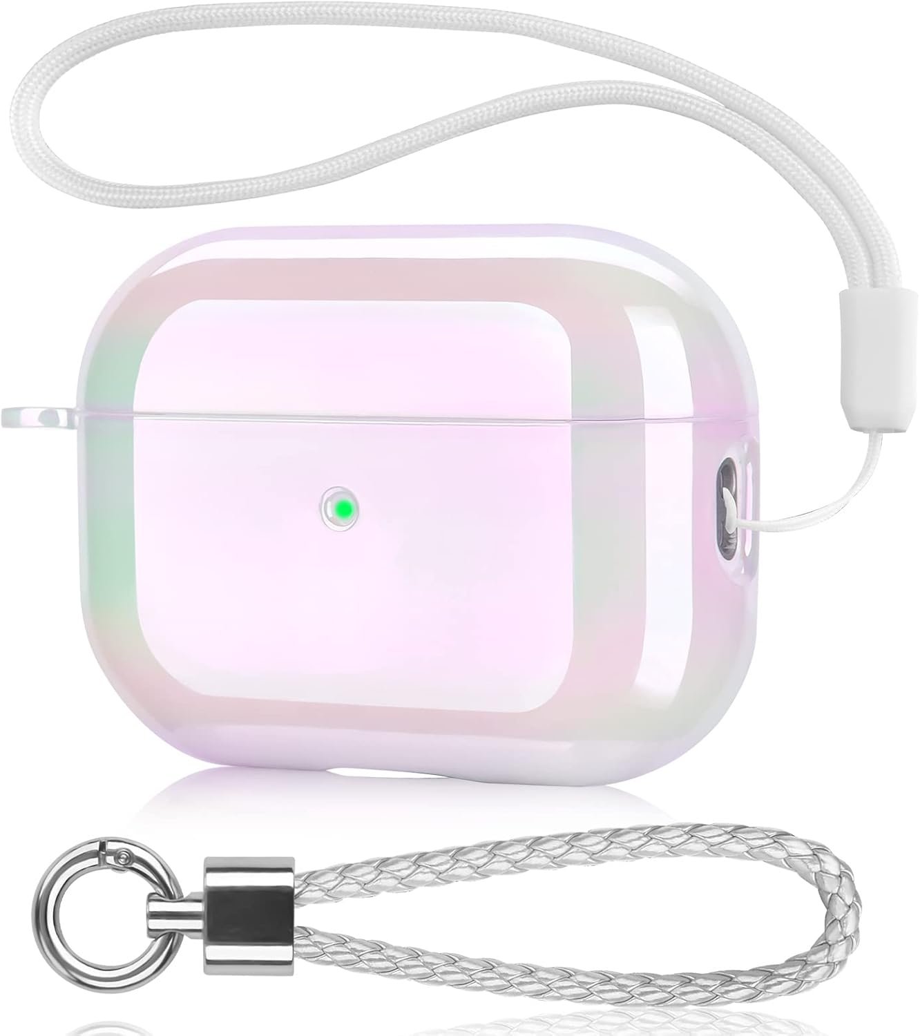 AIRSPO AirPods Pro 2nd Generation Case Cover Clear Lasher Hard PC Protective Case Colorful AirPod Pro 2 Cover Skin Compatible with Apple AirPods Pro 2 with Keychain (Glittery White) - Image 2