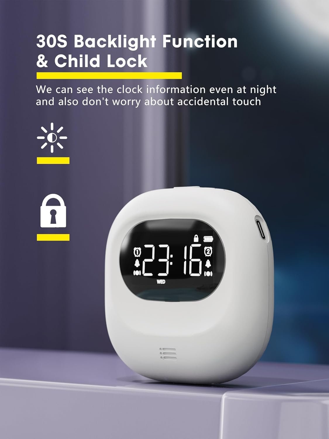 Vibrating Alarm Clock for Heavy Sleepers Adults Kids, Rechargeable Battery Powered Bed Shaker Under Pillow for Hearing Impaired/Deaf, Loud Dual Alarms for Bedrooms Travel, Portable Digital Clock, DST - Image 6
