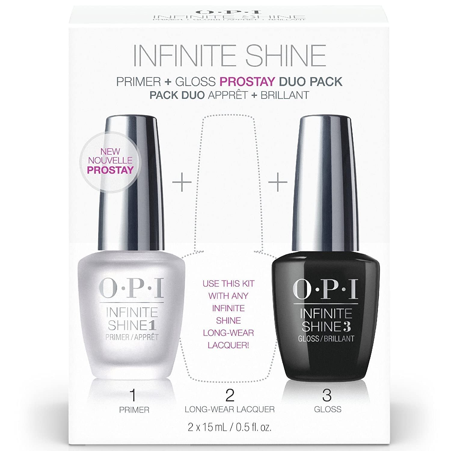 OPI Nail Polish Base Coat Primer & Gloss Top Coat, Infinite Shine Duo Pack, 0.5 Fl Oz each bottle - Image 2