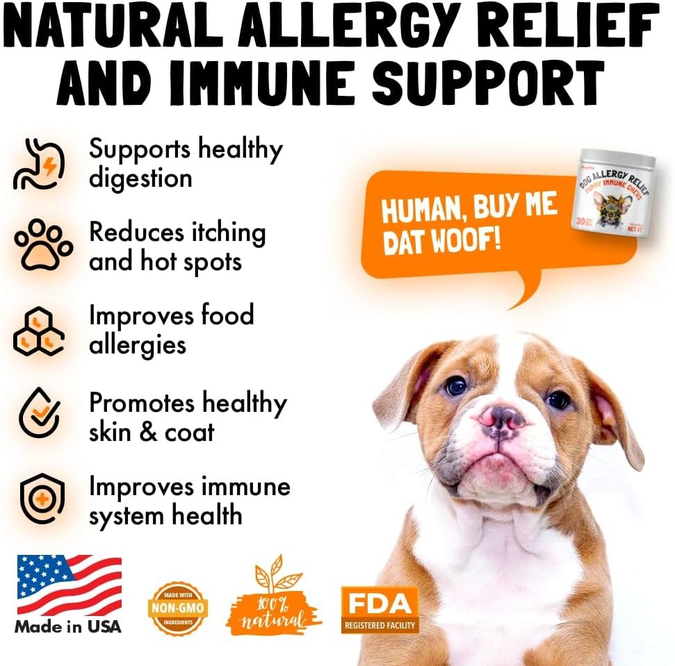 Allergy Relief Chews for Dogs & Immune & Digestive Supplement with Wild Salmon Oil Kelp Colostrum Turmeric Probiotics & Bee Pollen for Seasonal Allergies Anti Itch, Skin Hot Spots 30 Soft Treats - Image 4