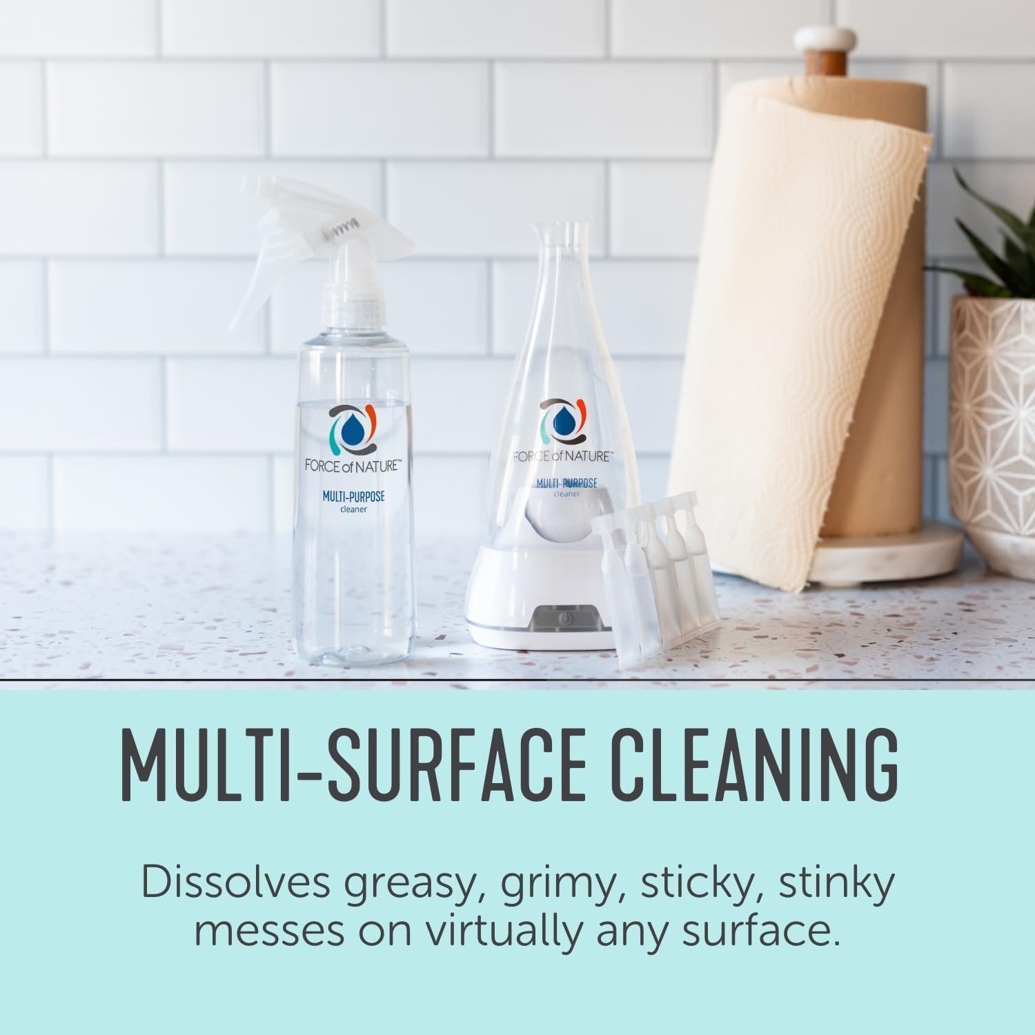 Force of Nature Multi-Purpose Cleaner, Disinfectant & Deodorizer Starter Kit - All Purpose Cleaning Spray with Reusable Bottle, 5 Refills - Eco-Friendly, Toxin-Free Cleaning Supplies - Image 7
