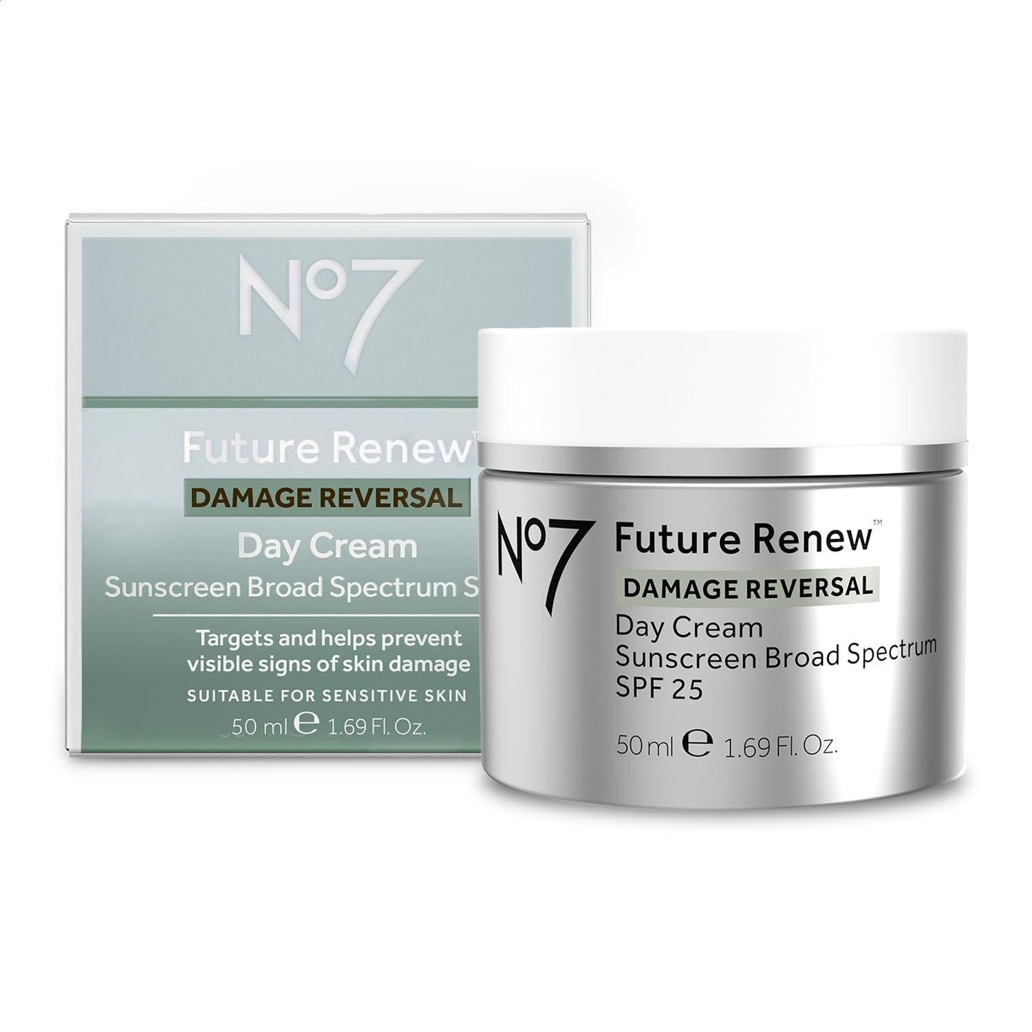 No7 Future Renew Damage Reversal Day Cream SPF 25 - Anti Aging Face Cream with SPF for Visible Sun Damage - Protects, Moisturizes & Reverses Dullness - Suitable for All Skin Types (1.69 Fl Oz) - Image 2