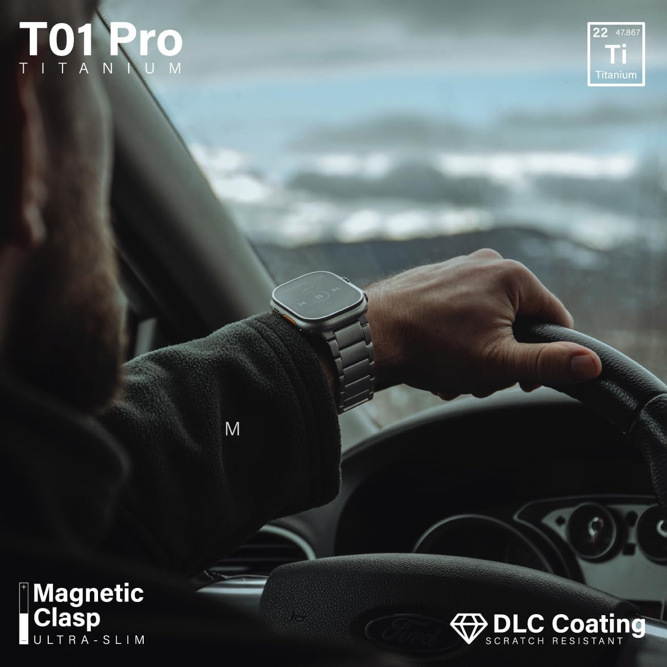 Titanium Watch Band T01 Pro (Max) - Fits Apple Watch ULTRA & ULTRA 2 (49mm) - Adjustable Titanium Apple Watch Band with Magnetic Clasp and DLC Scratch Resistant - Premium Color Matching Band with Comfortable grip - Replacement Wristbands for iWatch - Image 7