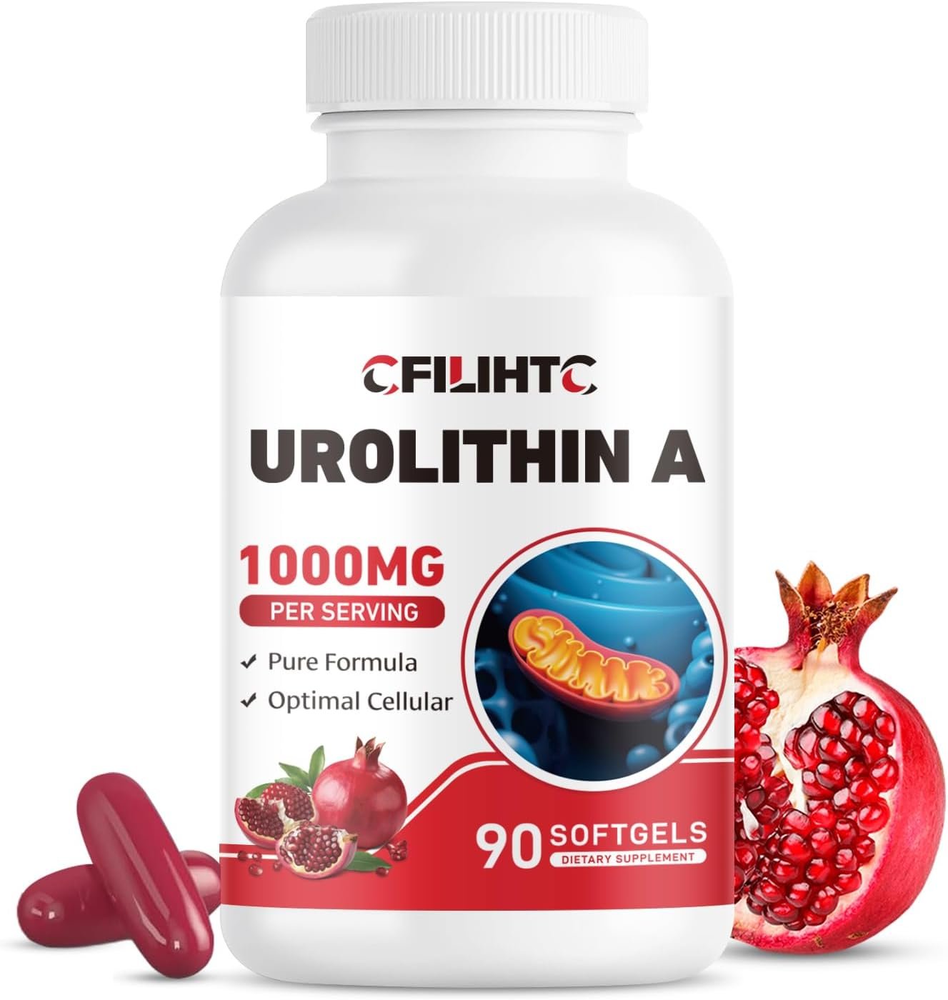Urolithin A Supplement 1000mg, 90 Softgels for Healthy Aging, Energy, Mitochondria, Antioxidants Support - Image 2