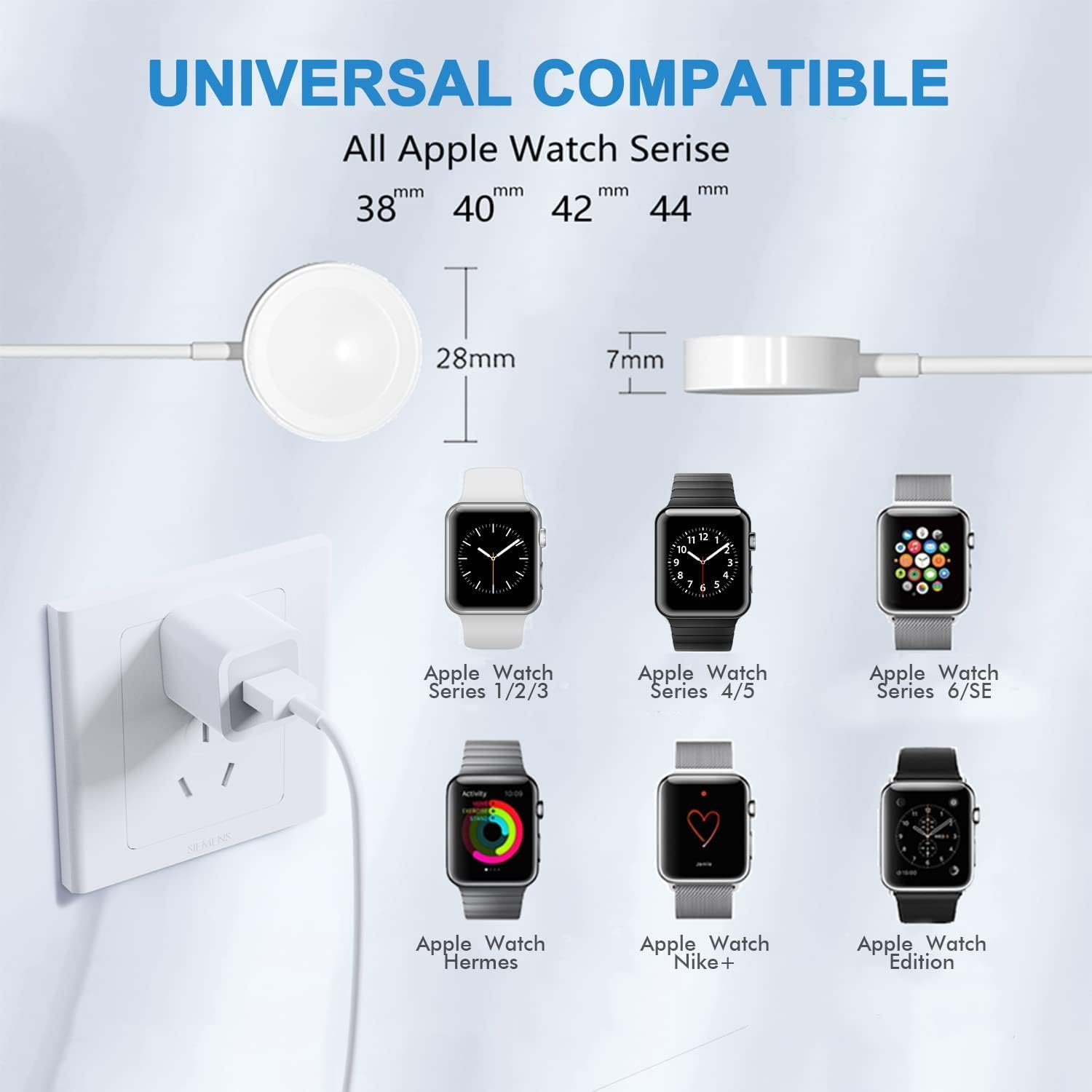 Watch Charger for Apple Watch Charger, Long 6.6FT iWatch Portable Wireless Fast Charging Cable Cord with USB Wall Charger Plug Adapter Block Compatible with Apple Watch Series 9/8/7/SE/6/5/4/3/2/1 - Image 8