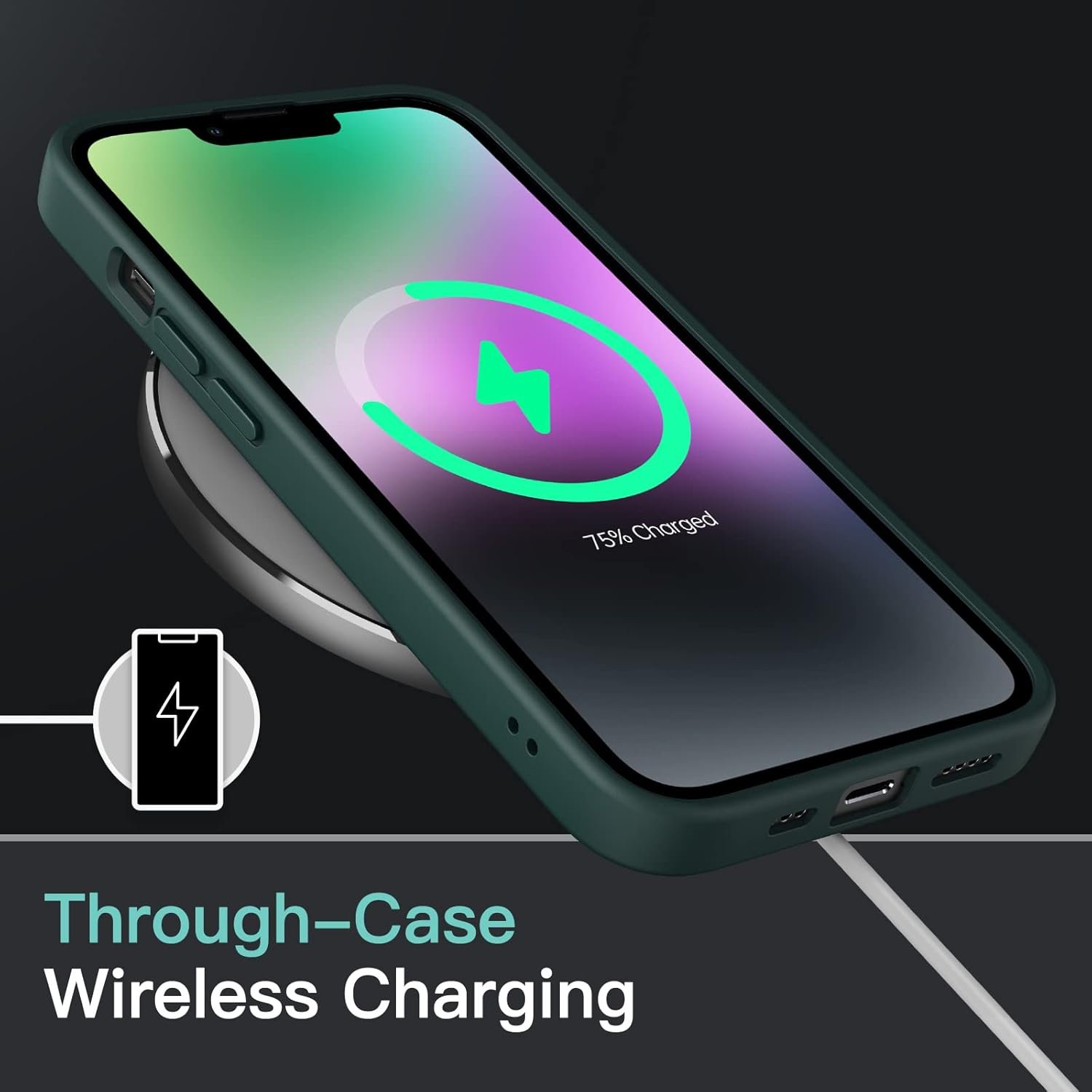 JETech Matte Case for iPhone 14 6.1-Inch, Shockproof Military Grade Drop Protection, Frosted Translucent Back Phone Cover, Anti-Fingerprint (Dark Green) - Image 7