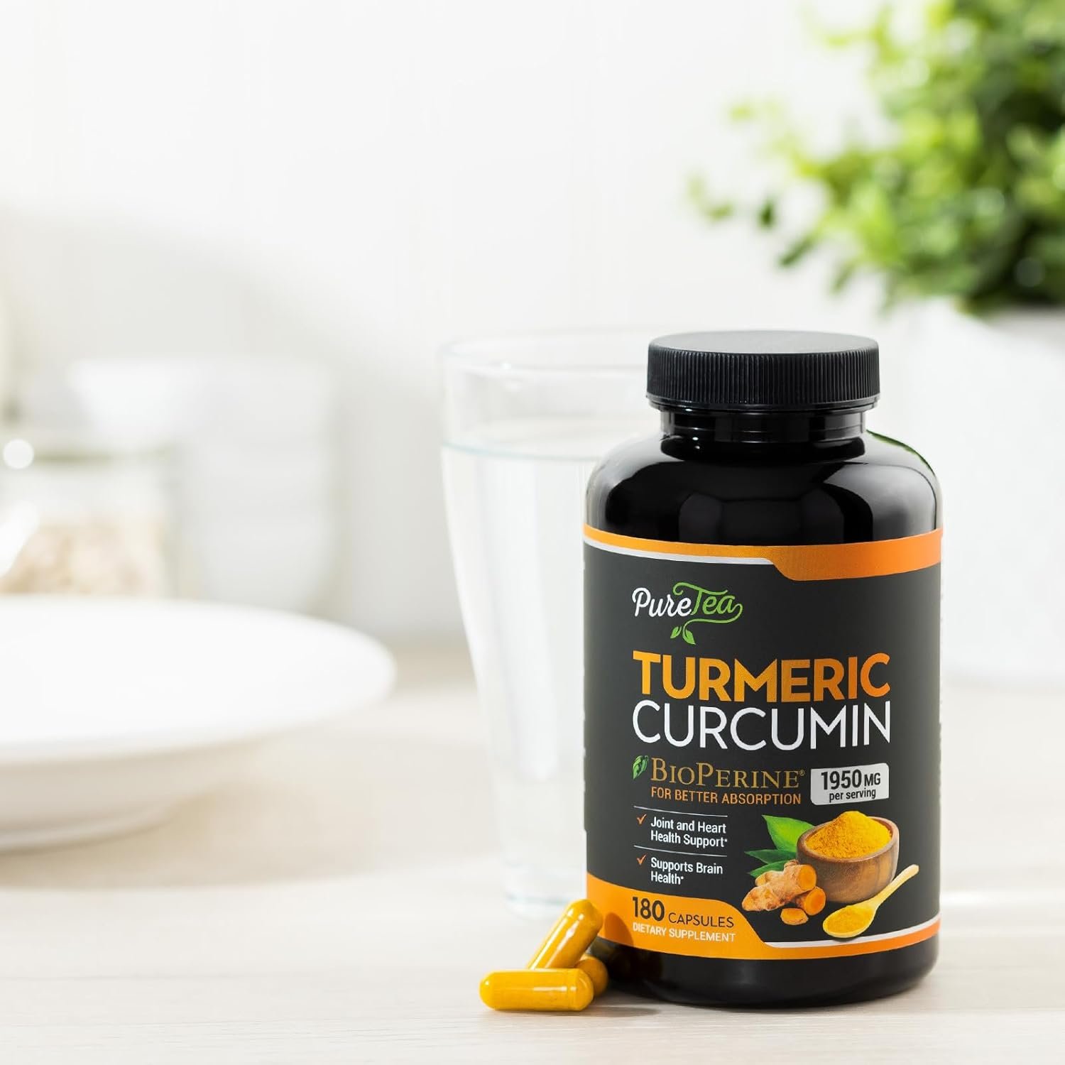 Turmeric Curcumin with BioPerine 1950mg, 95% Standardized Curcuminoids - Black Pepper for Advanced Absorption, Herbal Joint Support, Nature's Tumeric Extract Supplement Non-GMO - 180 Capsules - Image 10