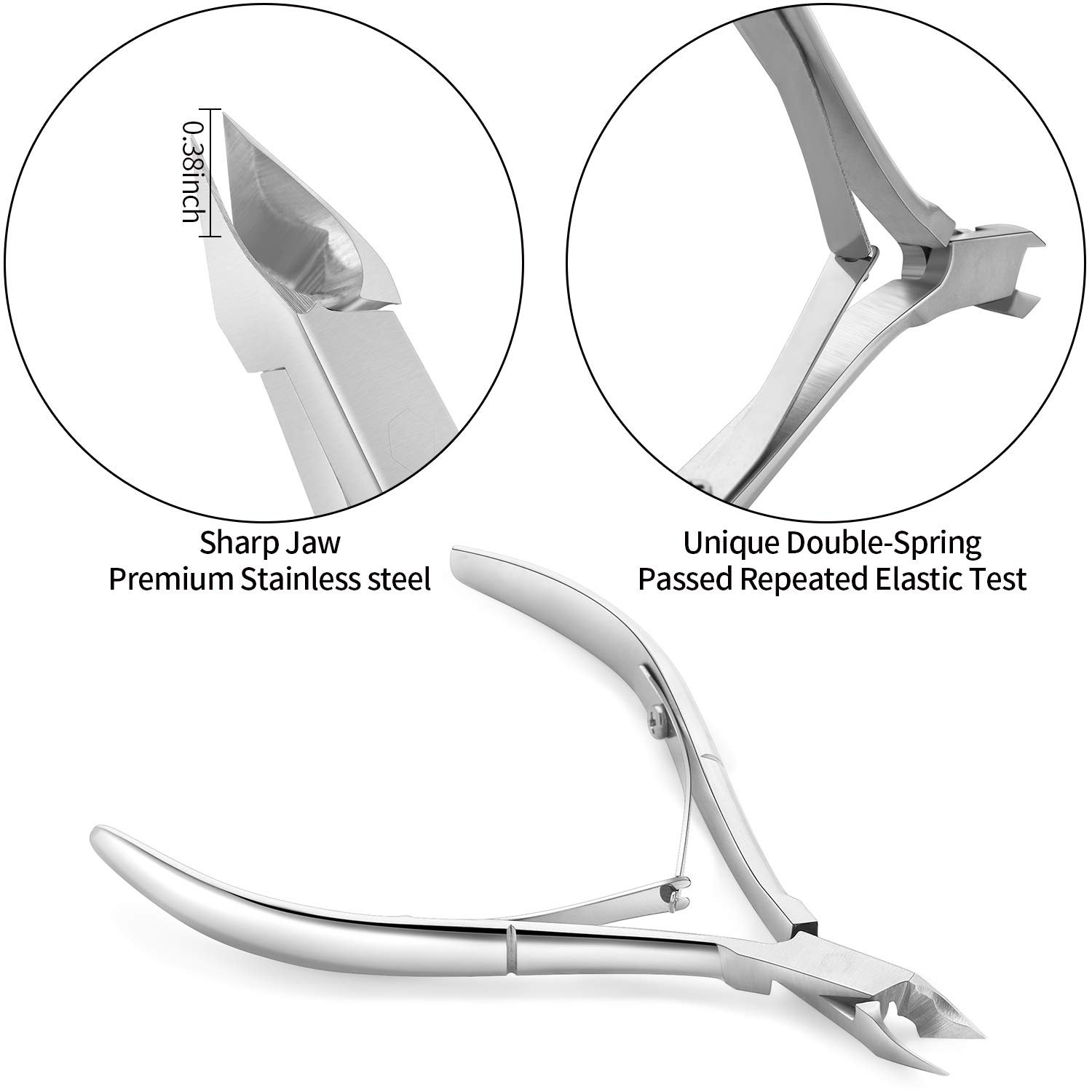 Cuticle Trimmer with Cuticle Pusher and Cutter-YINYIN Cuticle Remover Nippers Professional Stainless Steel Cutter Clippers,Pedicure Manicure Tools for Fingernails Toenails(Silver) - Image 3