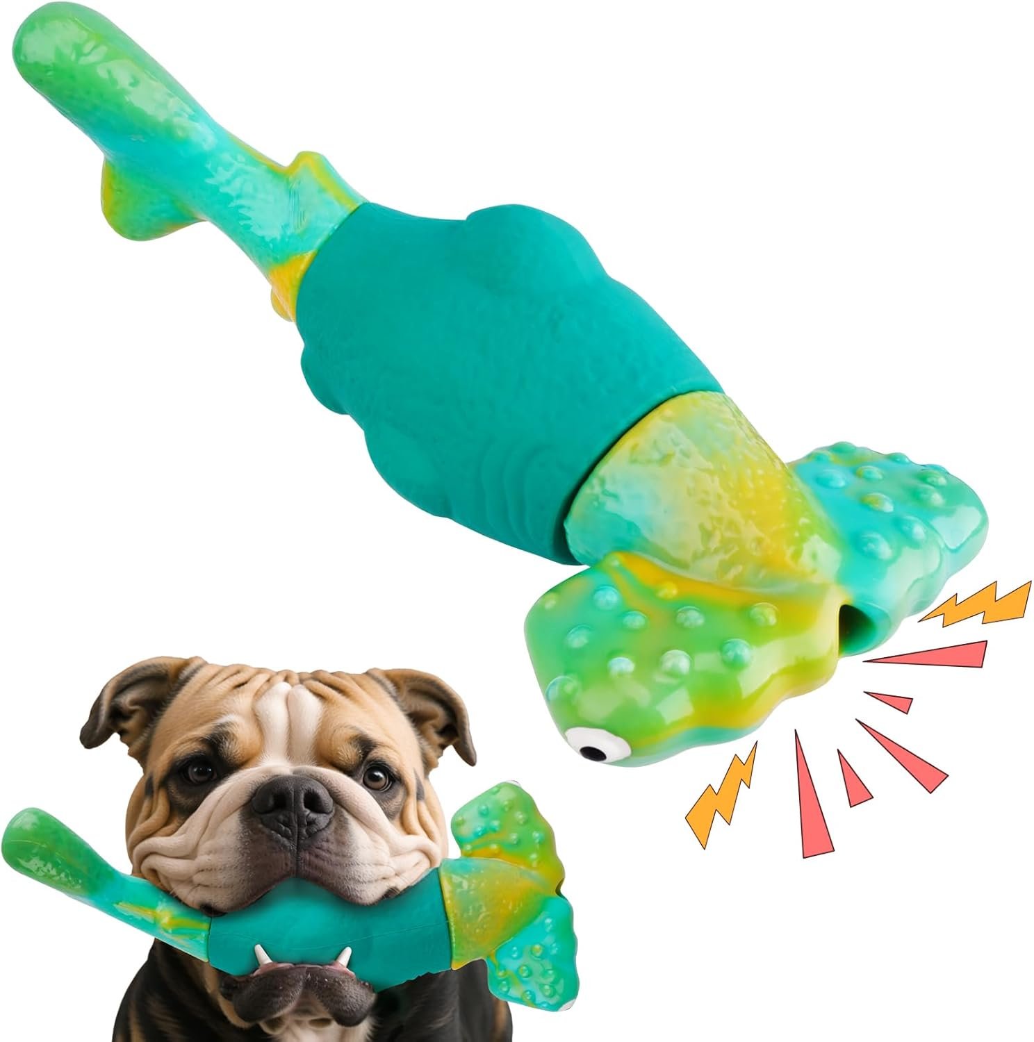 Dog Toys for Aggressive Chewers, Interactive Dog Chew Toys for Large Dogs, Indestructible Squeaky Dog Toys to Keep Them Busy, Tough Dog Toys for Medium/Large Breed Dogs (Green) - Image 2