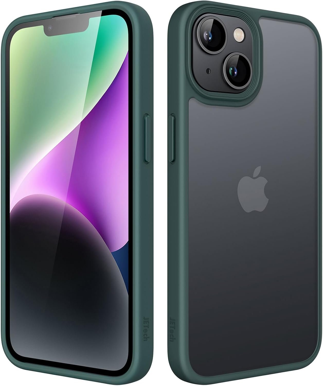 JETech Matte Case for iPhone 14 6.1-Inch, Shockproof Military Grade Drop Protection, Frosted Translucent Back Phone Cover, Anti-Fingerprint (Dark Green) - Image 2
