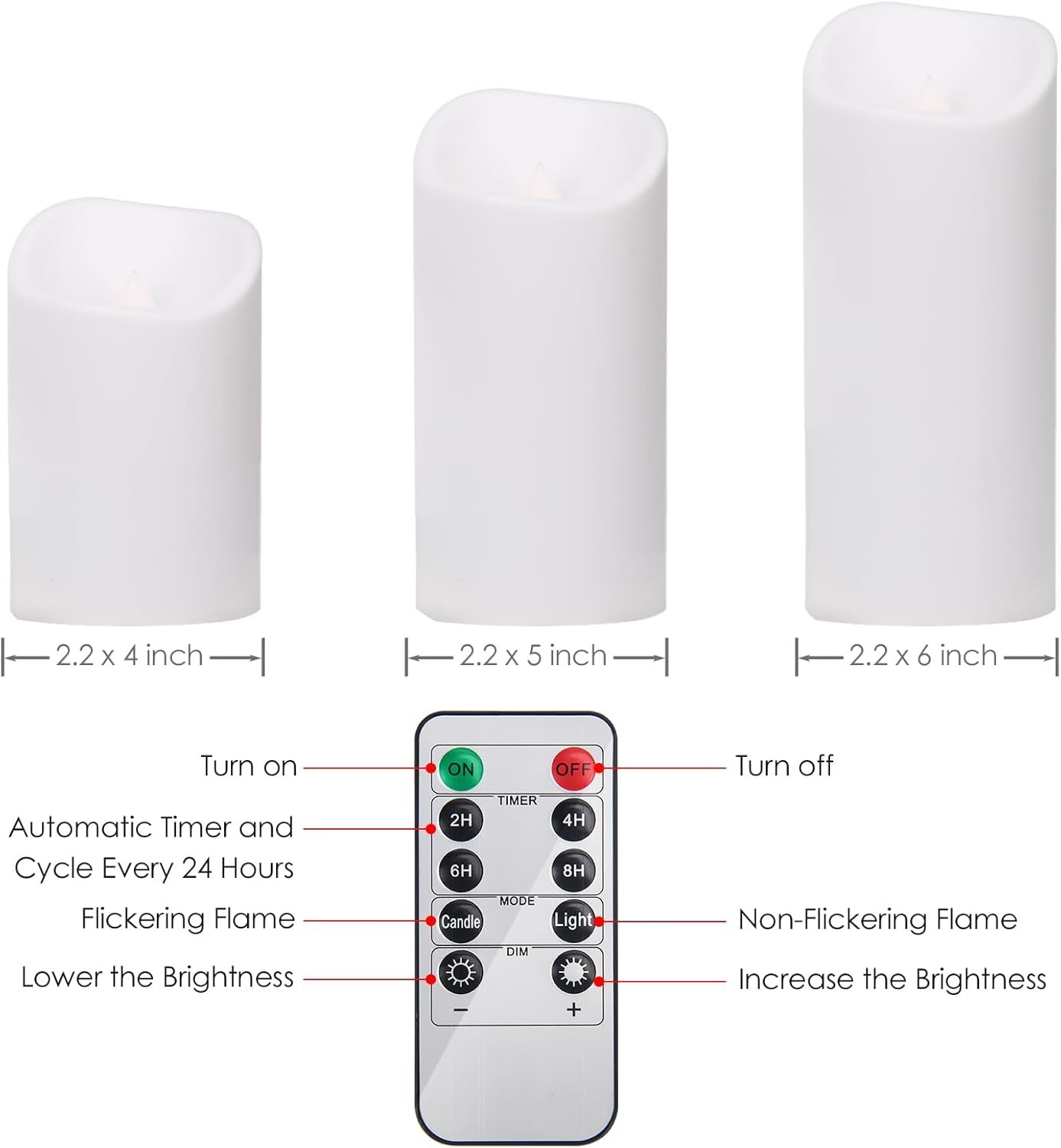 24 Pack Flameless Candles Battery Operated Waterproof Led Candles (D:2.2" X H:3" 4" 5") Candles with 4 Remotes Control for Wedding, Party, Birthday, Outdoor/Indoor Decoration - Image 3