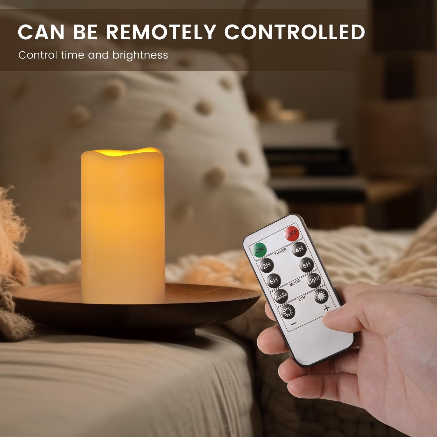 Large Outdoor Waterproof Flameless Candles with Remote Control,D3'' x H5.5'' Battery Operated Flickering LED Pillar Candle Plastic for Outdoor/Indoor Decoration Wedding, Party, Birthday (2PACK) - Image 5