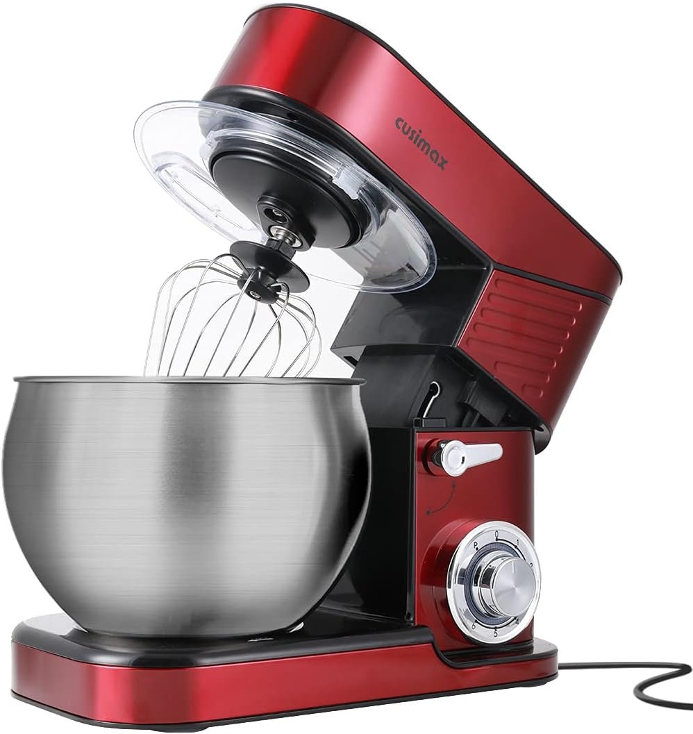 Stand Mixer, CUSIMAX 6.5QT Stainless Steel kitchen Electric Mixer 6-Speeds Tilt-Head Dough Mixers for Home Use with Dough Hook, Wire Whisk & Flat Beater, Splash Guard, Red - Image 2