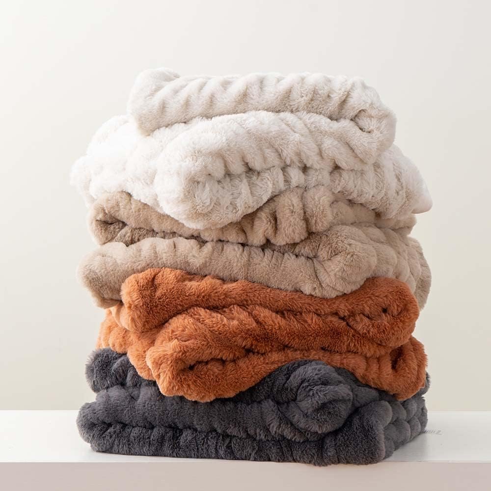 Luxury Concepts Soft Faux Rabbit Fur Throw Blanket - 50" x 60", Elegant Ruched Design Blanket, Machine Washable and Wrinkle Resistant, Lightweight White Throw Blanket for Couch, Sofa and Bed - Image 8