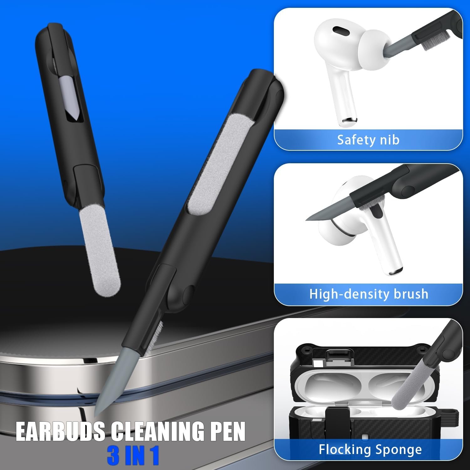 RFUNGUANGO for AirPods Pro 2nd /1st Generation Case Cover, Automatic Pop-up Carbon Fiber Case with Secure Lock Clip, Full Body Shockproof Hard Shell Protective Case for (2023/2022/2019)-Black - Image 7