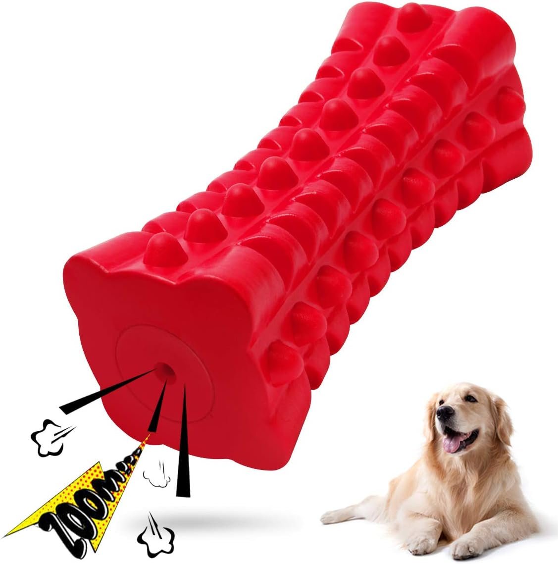 VANFINE Tough Squeaky Dog Toys for Aggressive Chewers - Dog Chew Toys for Aggressive Chewers Large Breed Stick - Durable Dog Toys for Aggressive Chewers Non-Toxic Natural Rubber Beef Flavor (Red) - Image 2
