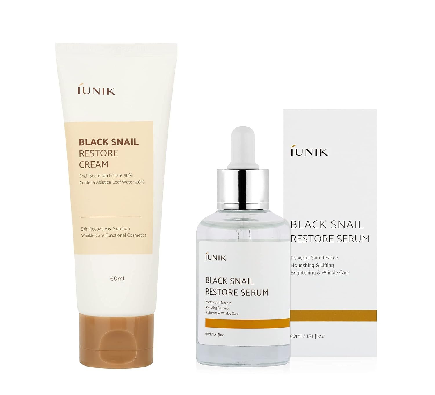iUNIK Black Snail Restore Serum Repair Ampoule, 1.71 Fl Oz + iUNIK Black Snail Restore Cream, 2.02 Fl Oz - Image 2
