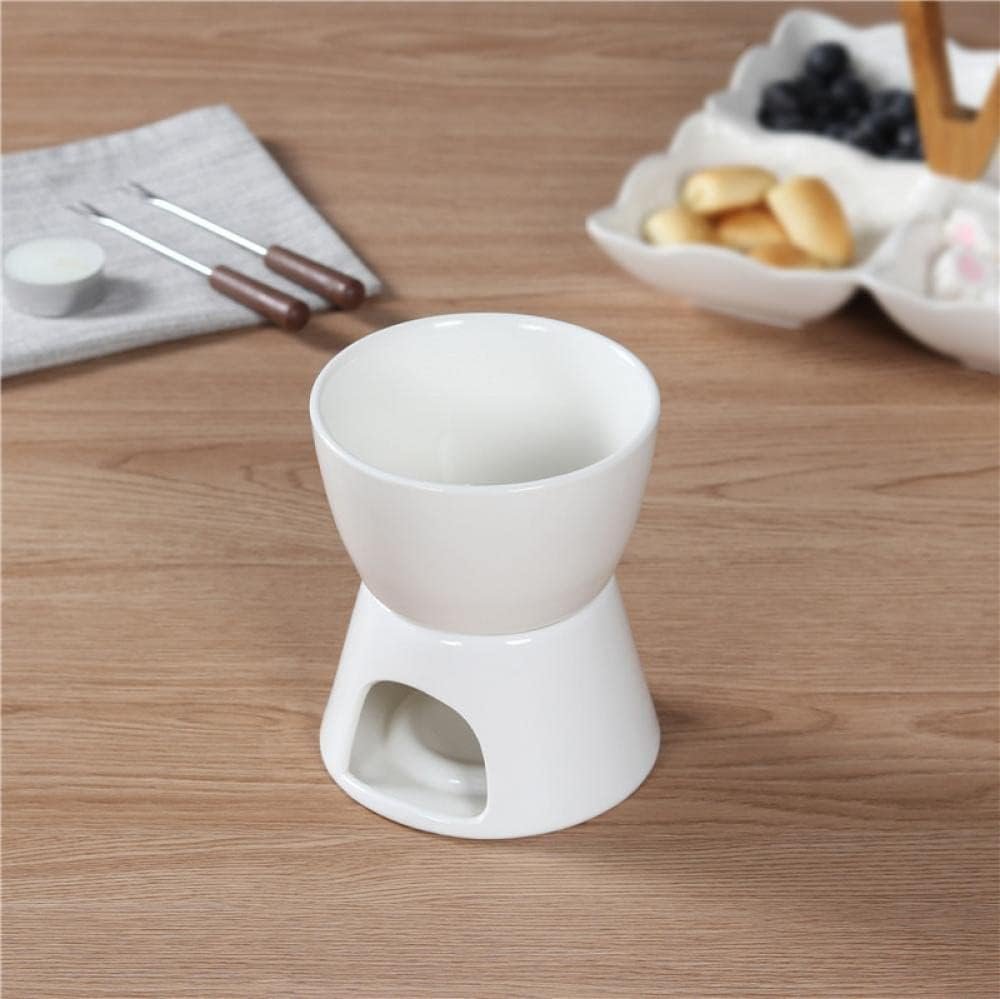 Sizikato Pure White Porcelain Chocolate Fondue Set, 10 Oz - Image 4