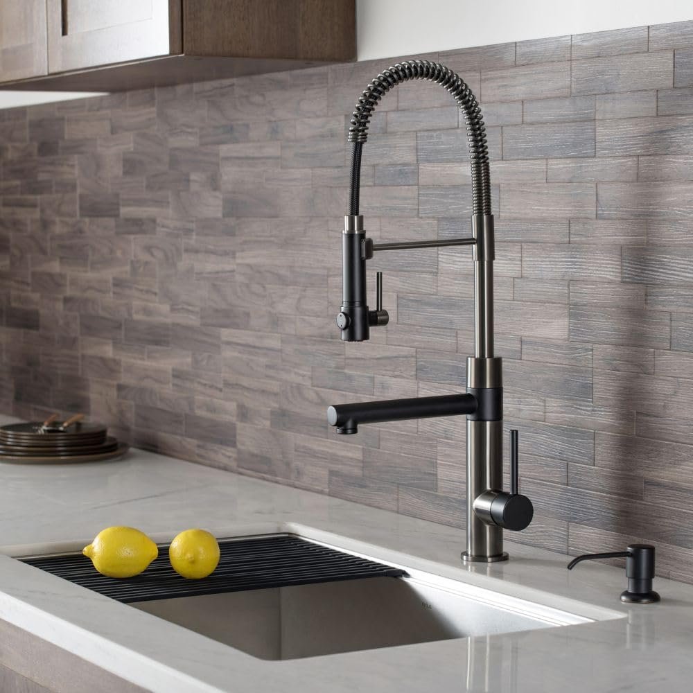KRAUS Artec Pro (1 st Gen) Commercial Style Pre-Rinse Single Handle Kitchen Faucet (No Pull Down) with Pot Filler in Matte Black/Black Stainless Steel, KPF-1603MBSB - Image 3
